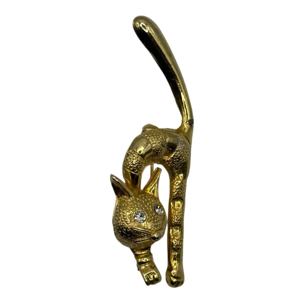 Gold Tone Cat Brooch - Picture 2 of 5